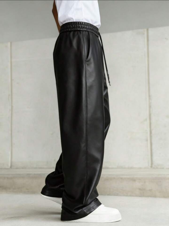 Men's PU Leather Trousers Pants, Baggy Trousers